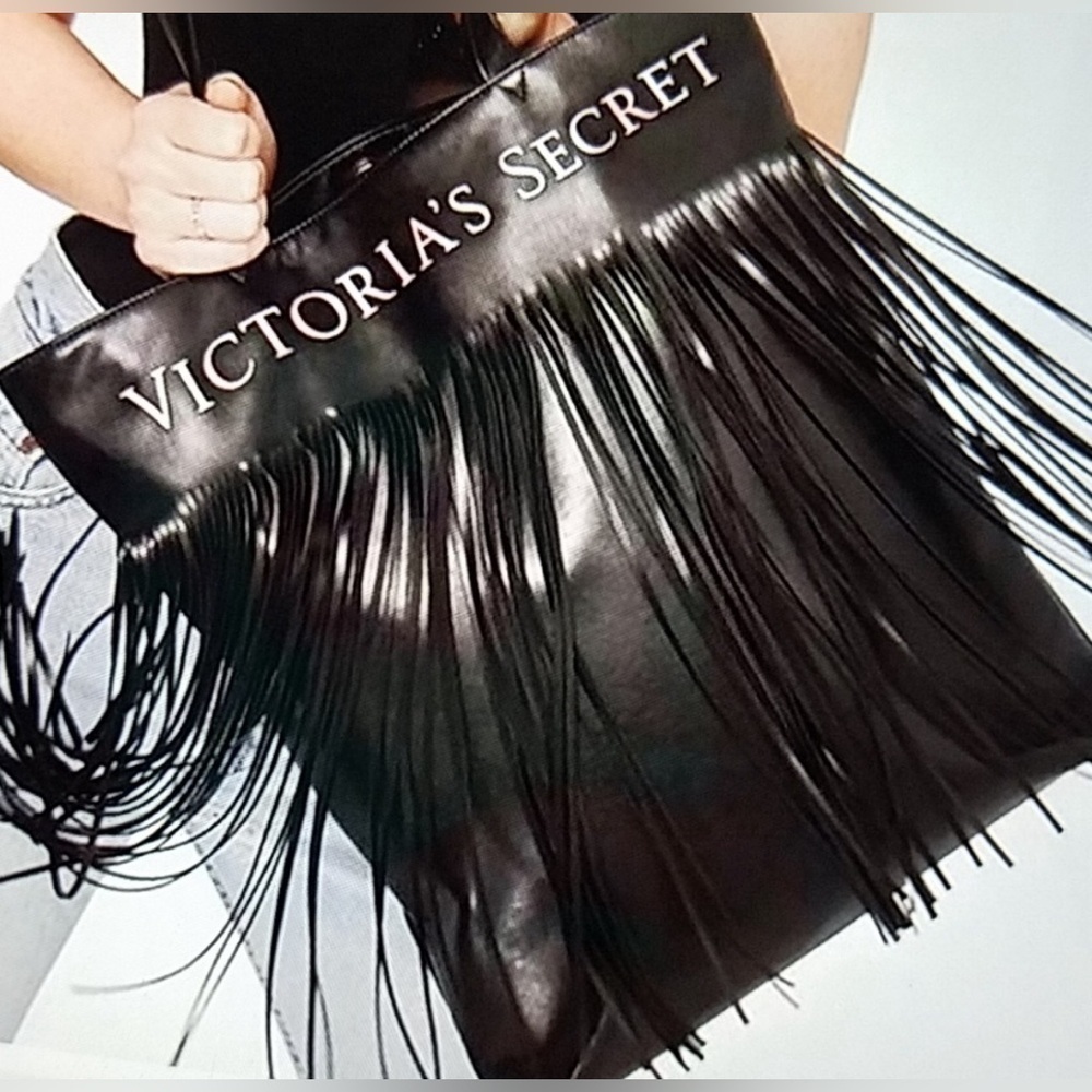 Victoria's Secret NWT Flirty Fringe Tote Bag Black Limited Edition - Picture 3 of 8